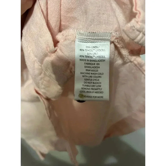 Lola River Linen Tencel Blend Blush Cropped Button Up L - Picture 8 of 9